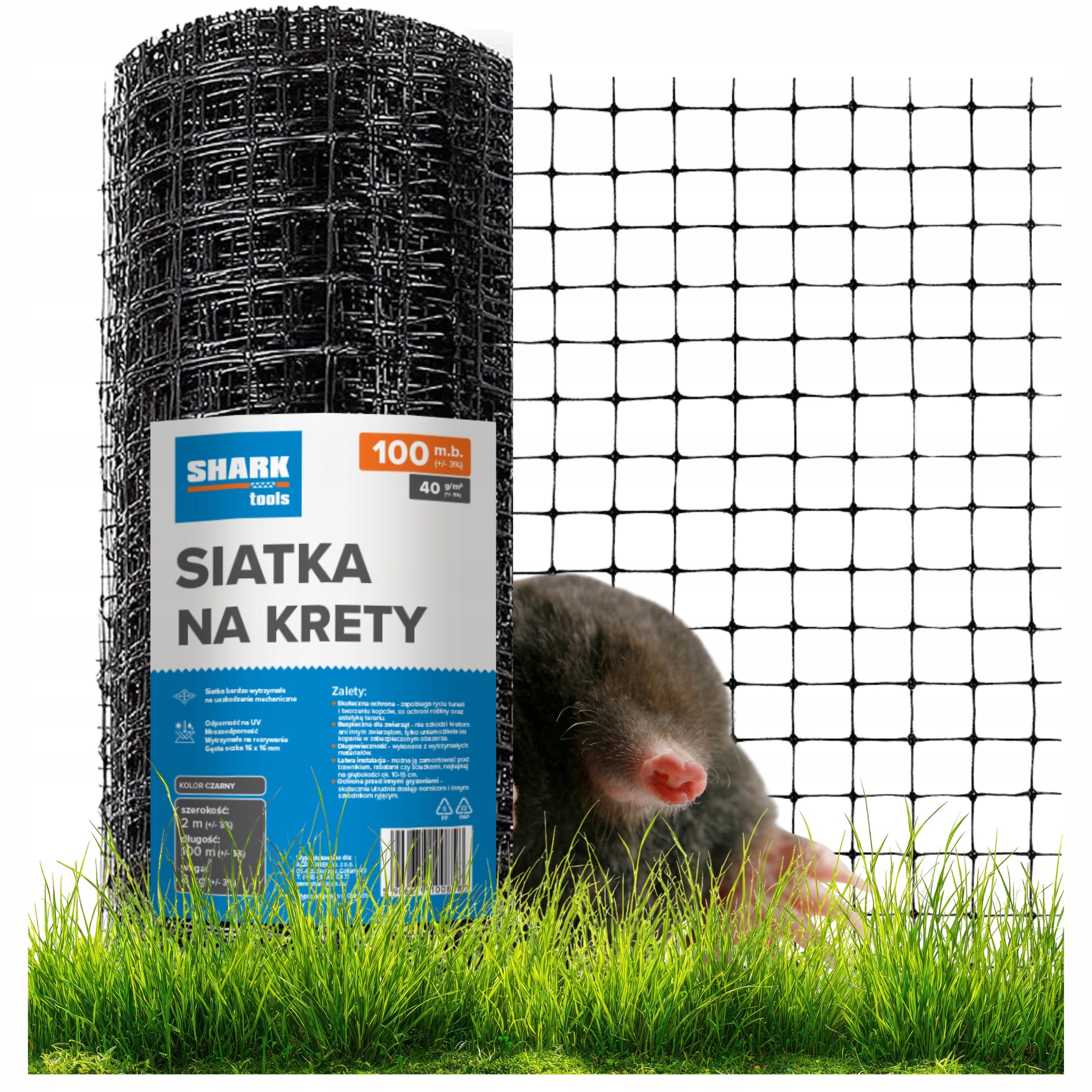 MOLE NET AGAINST MOLES 2x100m 40g PRO REINFORCED STRONG UNDER THE lawn Packaging status original