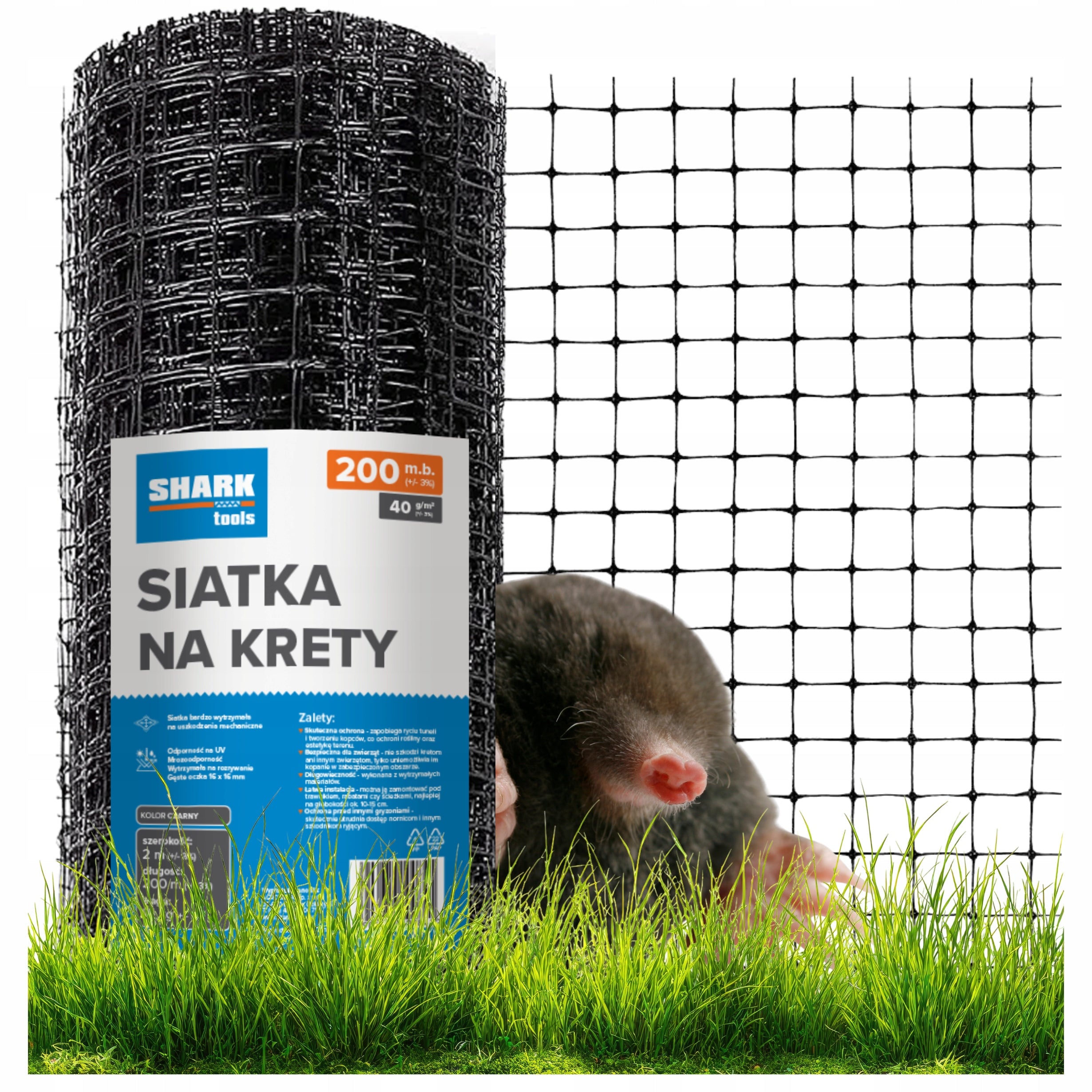 MOLE NET AGAINST MOLES 2x200m 40g PRO REINFORCED STRONG UNDER THE lawn Packaging status original