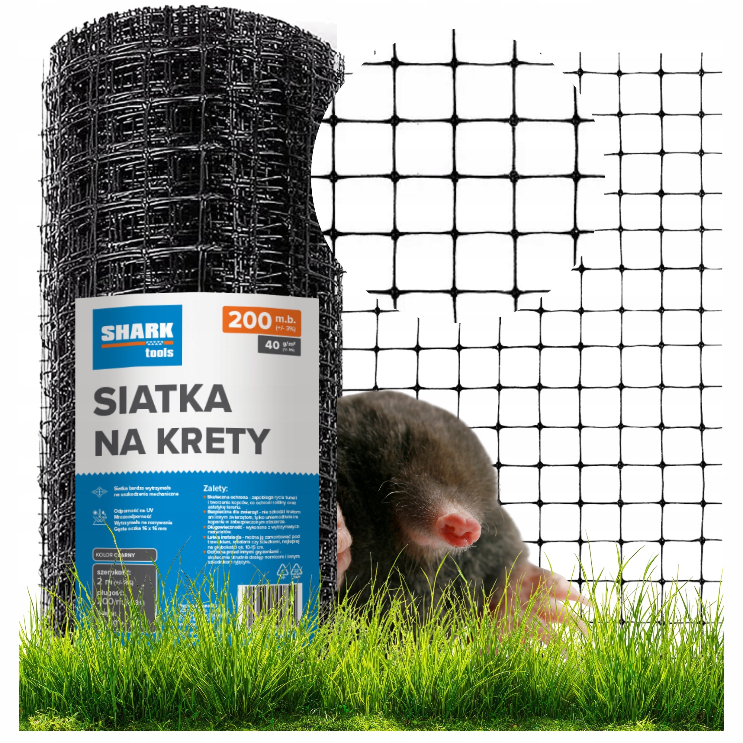 MOLE NET AGAINST MOLES 2x200m 40g PRO REINFORCED STRONG UNDER THE lawn