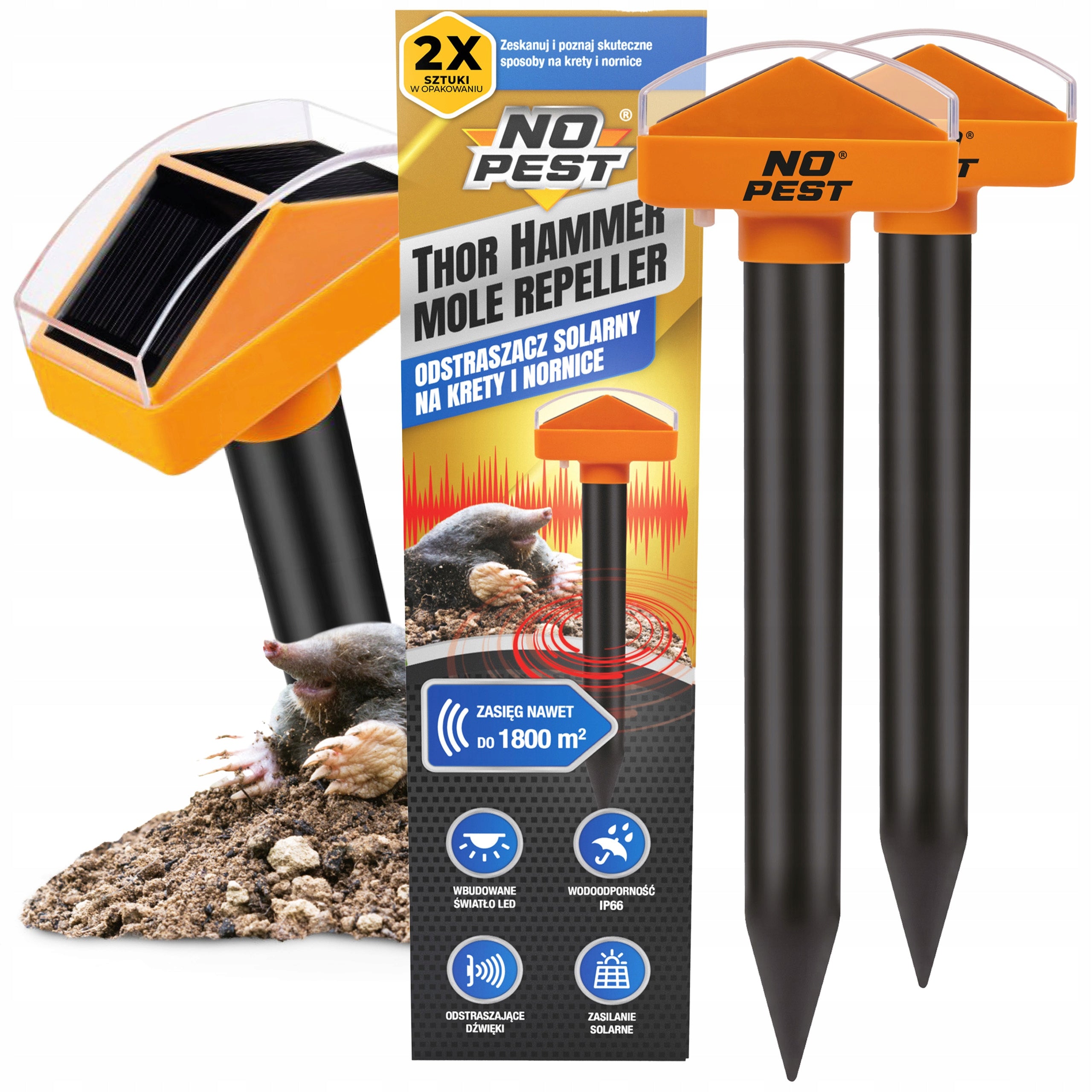 MOLE REPELLENT FOR MOLES VOLES MICE SNAKES SOLAR REPELLENT (2 PCS)