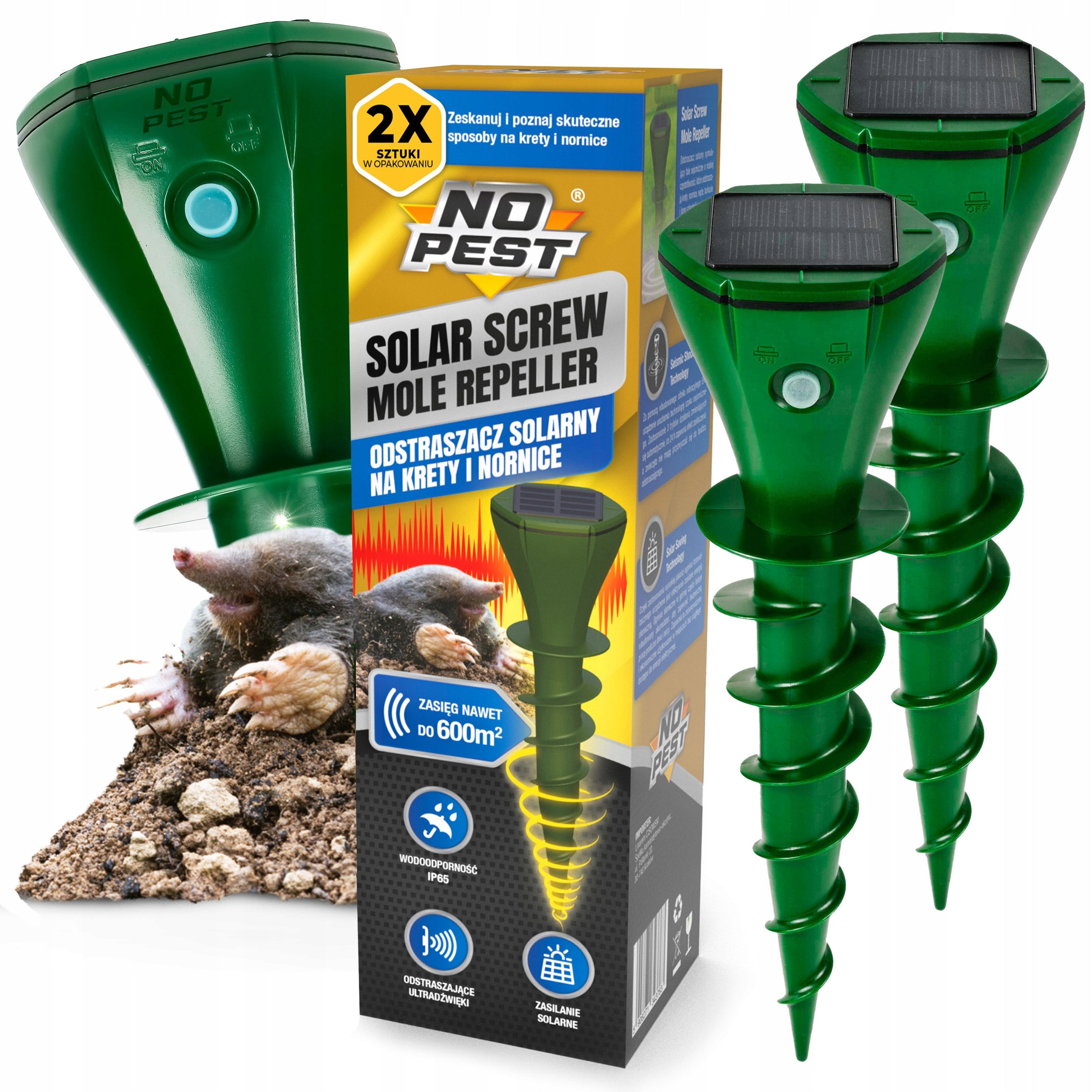 MOLE REPELLENT VOLES SNAKES MOLE REPELLENT SOLAR VOLES (2 PCS)