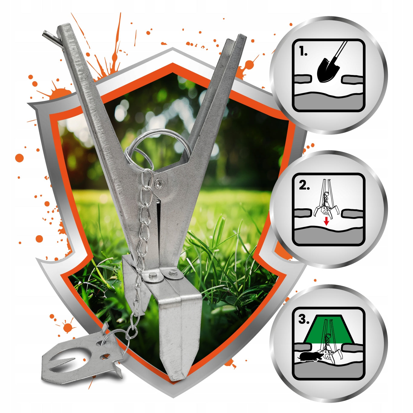 MOLE TRAP 3 Pieces Molefish Molecatcher PROFESSIONAL Metal Guillotine Manufacturer code ZeroPest ŁAPKA NA KARCZOWNIKA MYSZY CHWYTACZ