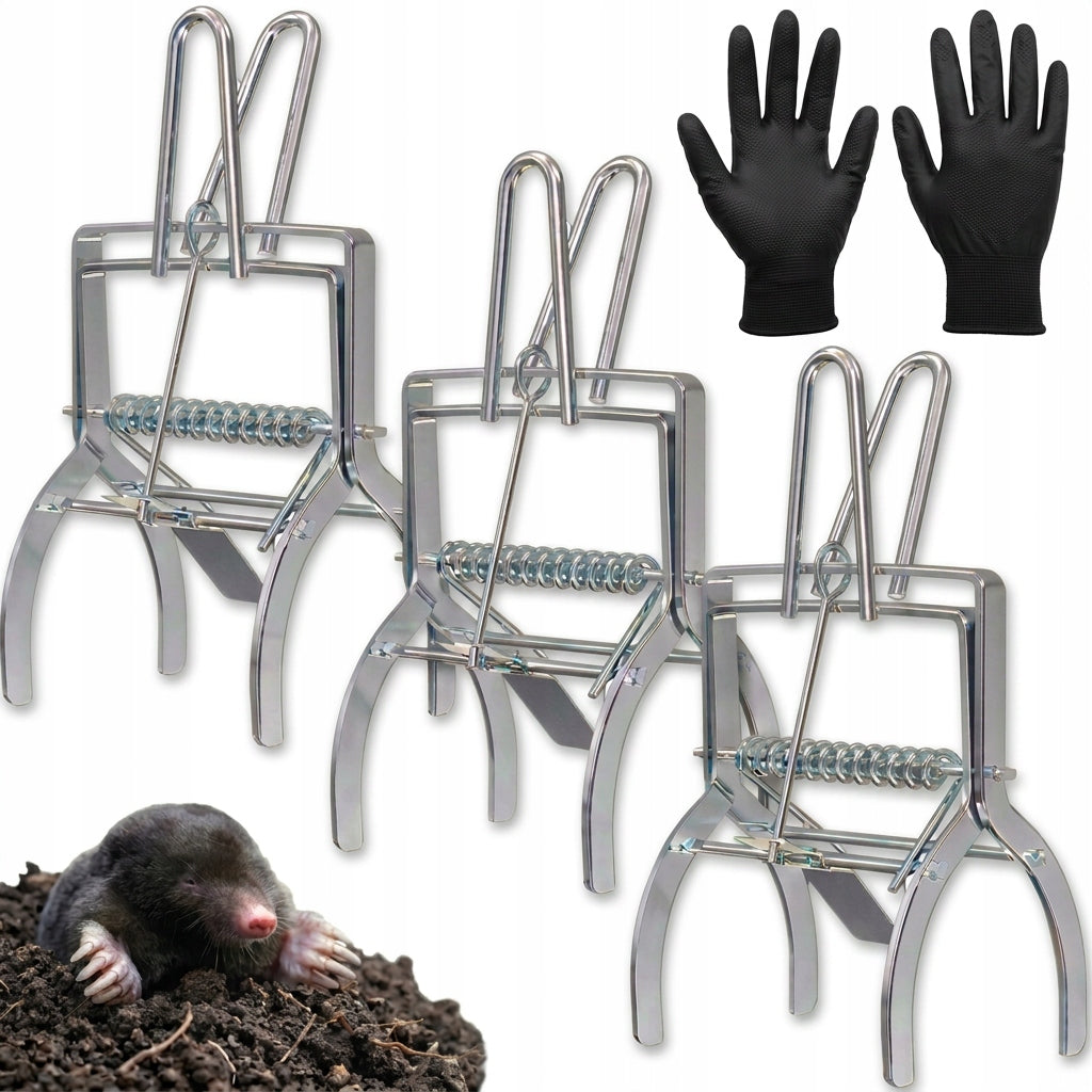 MOLE TRAP 3 Pieces Molefish Molecatcher PROFESSIONAL Metal Guillotine Use Against moles
