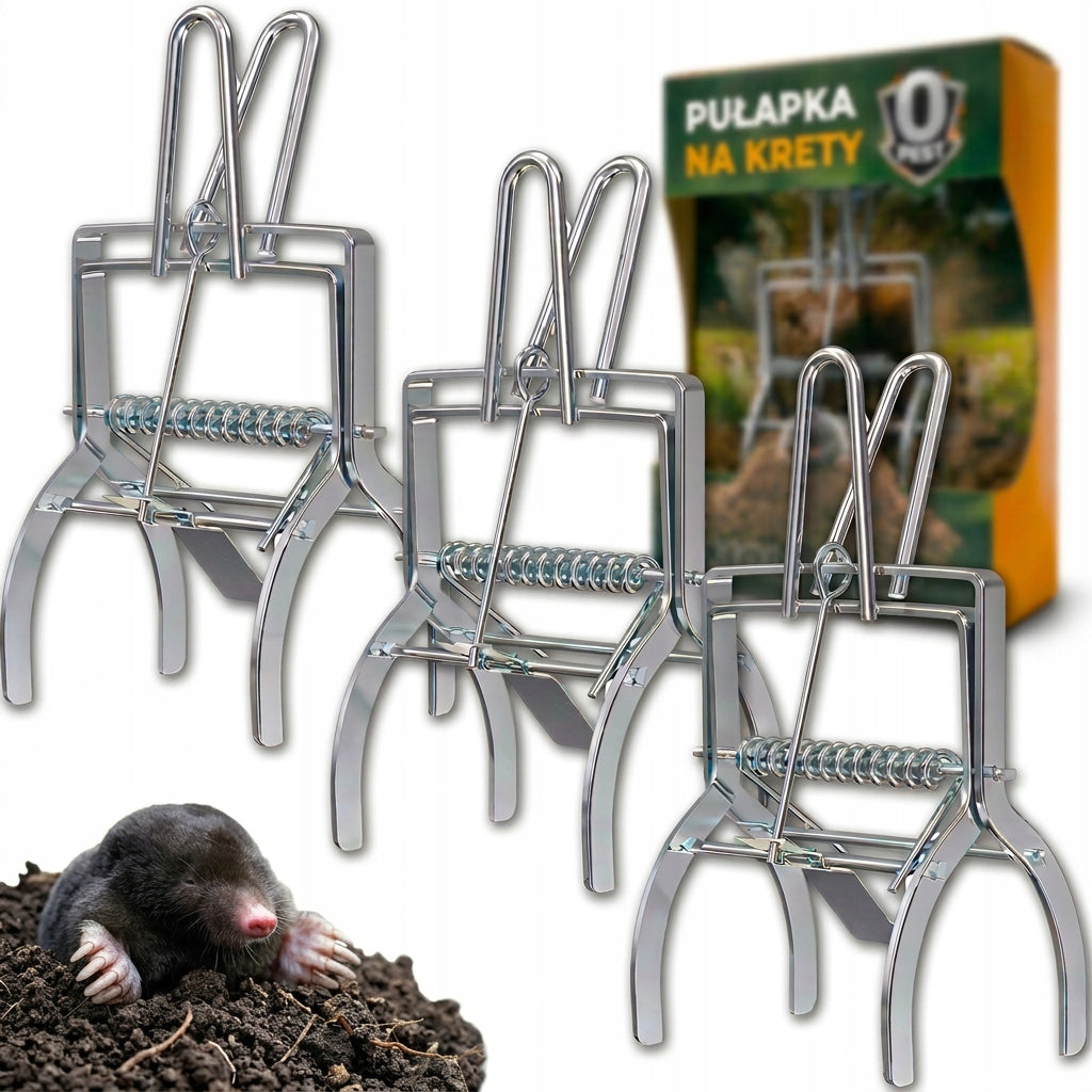 MOLE TRAP 3 Pieces Molefish Molecatcher PROFESSIONAL Metal Guillotine
