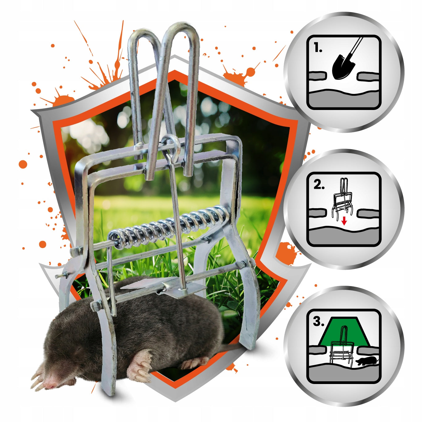 MOLE TRAP 4 Pieces Molefish Molecatcher PROFESSIONAL Metal Guillotine Manufacturer code ZeroPest CHWYTACZ ŁAPKA NA MYSZY KARCZOWNIKA