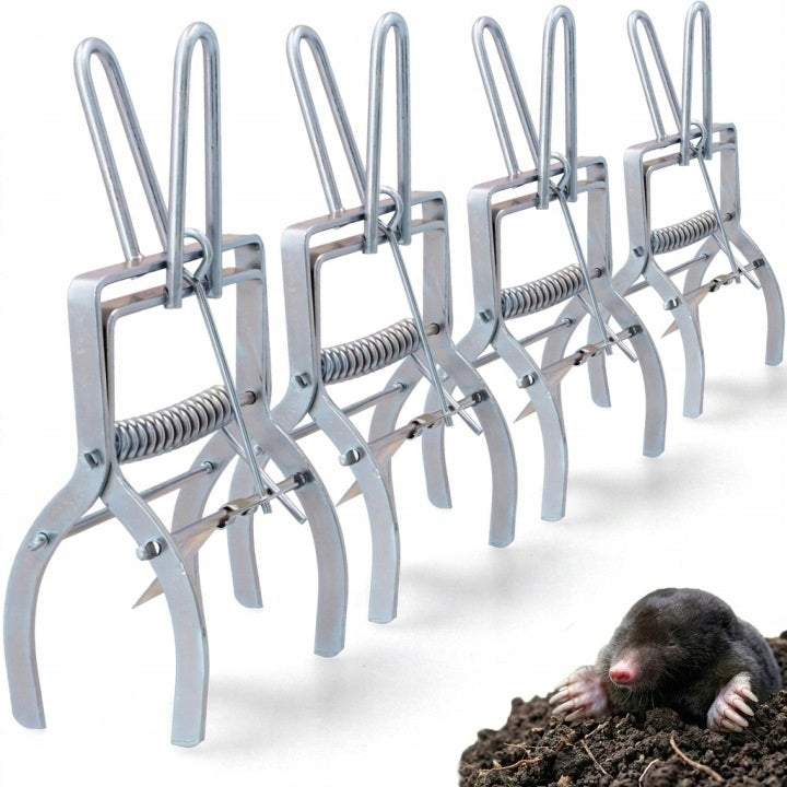 MOLE TRAP 4 Pieces Molefish Molecatcher PROFESSIONAL Metal Guillotine