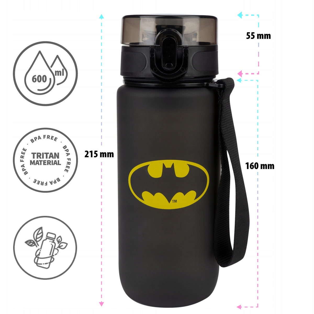MOMO WAY water bottle Batman 600ml water bottle for kids Manufacturer code 64051