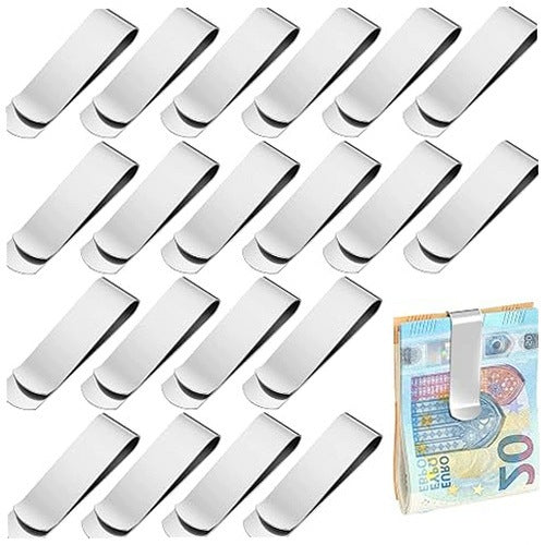 MONEY CLIPS METAL SILVER STEEL FOR MEN 20 PACK