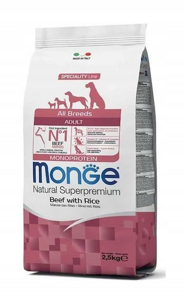 MONGE MONOPROTEIN Beef with rice 2,5kg Brand Monge