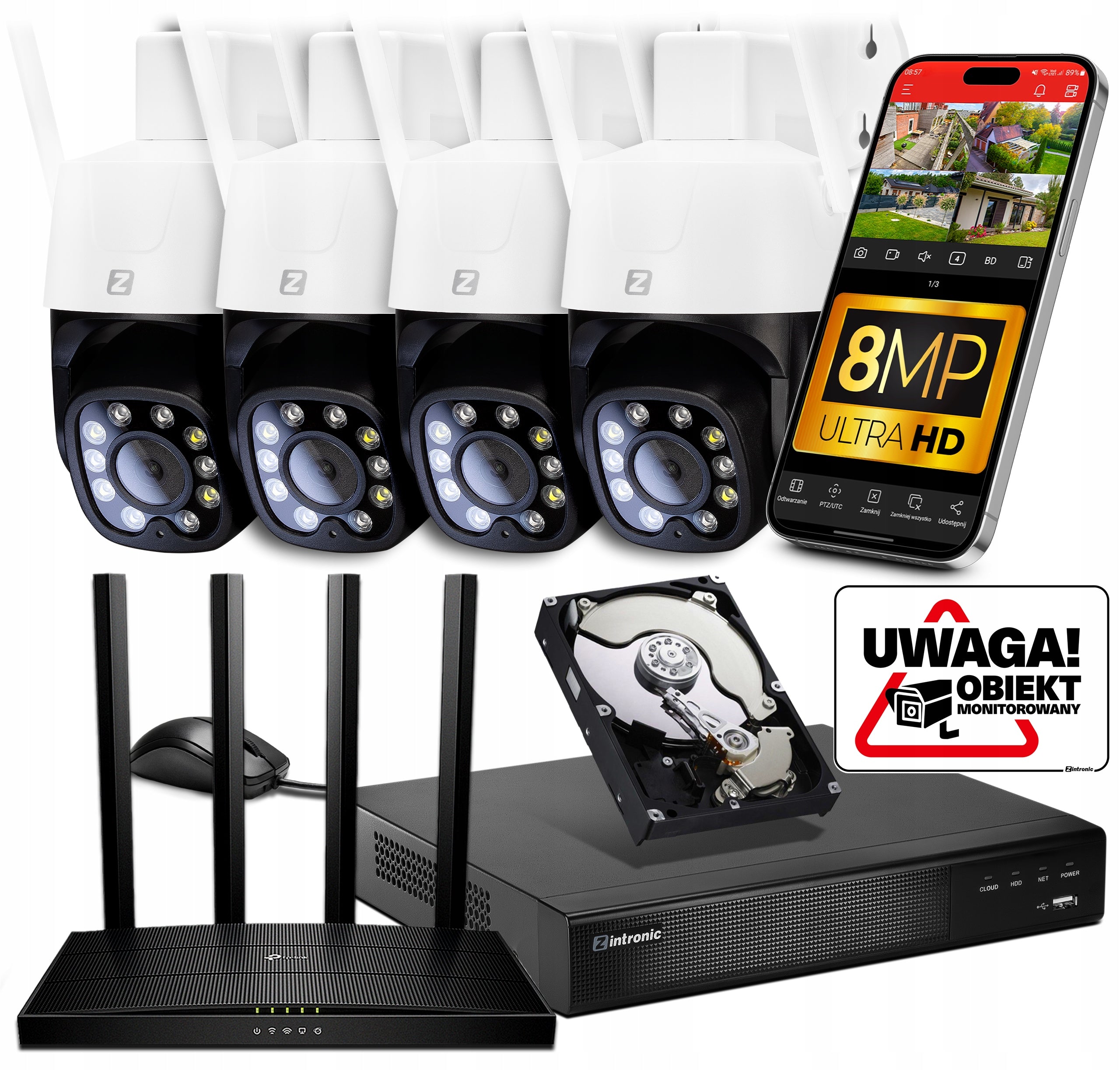 MONITORING KIT 4x WiFi IP Camera 8MPx 8MP 4K AUDIO People Detection