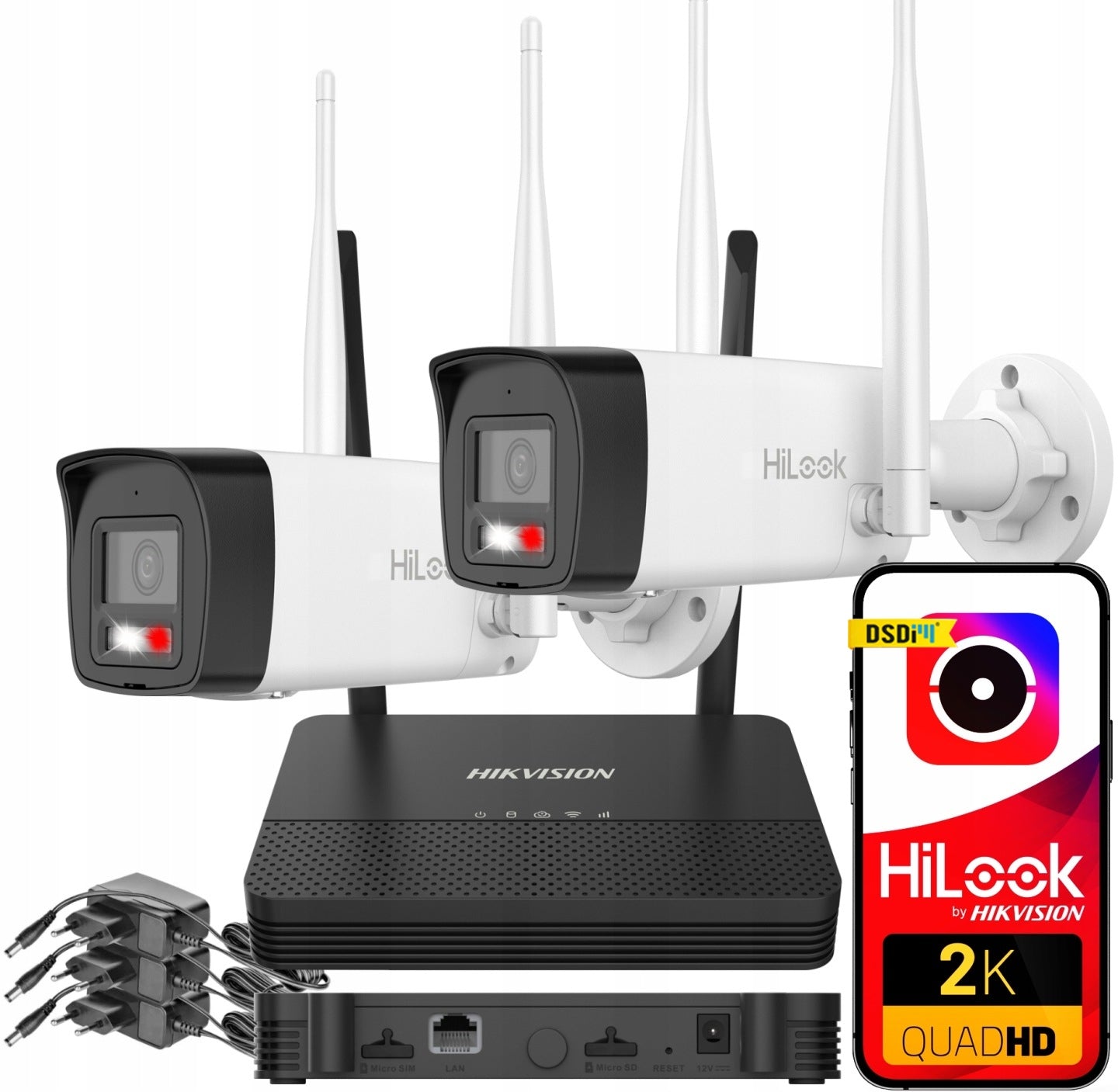 MONITORING SET WiFi 4MPx EASYLINK HIKVISION IKS-2044BH-PH/W 2 CAMERAS