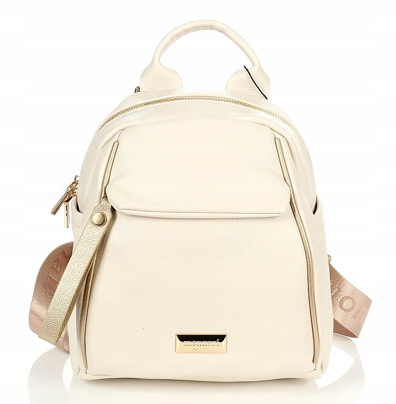 MONNARI Beautiful beige women's backpack Logo Wide Straps Gold inserts Brand Monnari