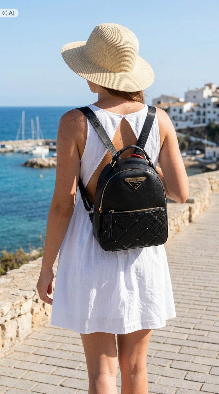 MONNARI Stylish Urban Black Logo Women's Backpack For School Work Packaging status original