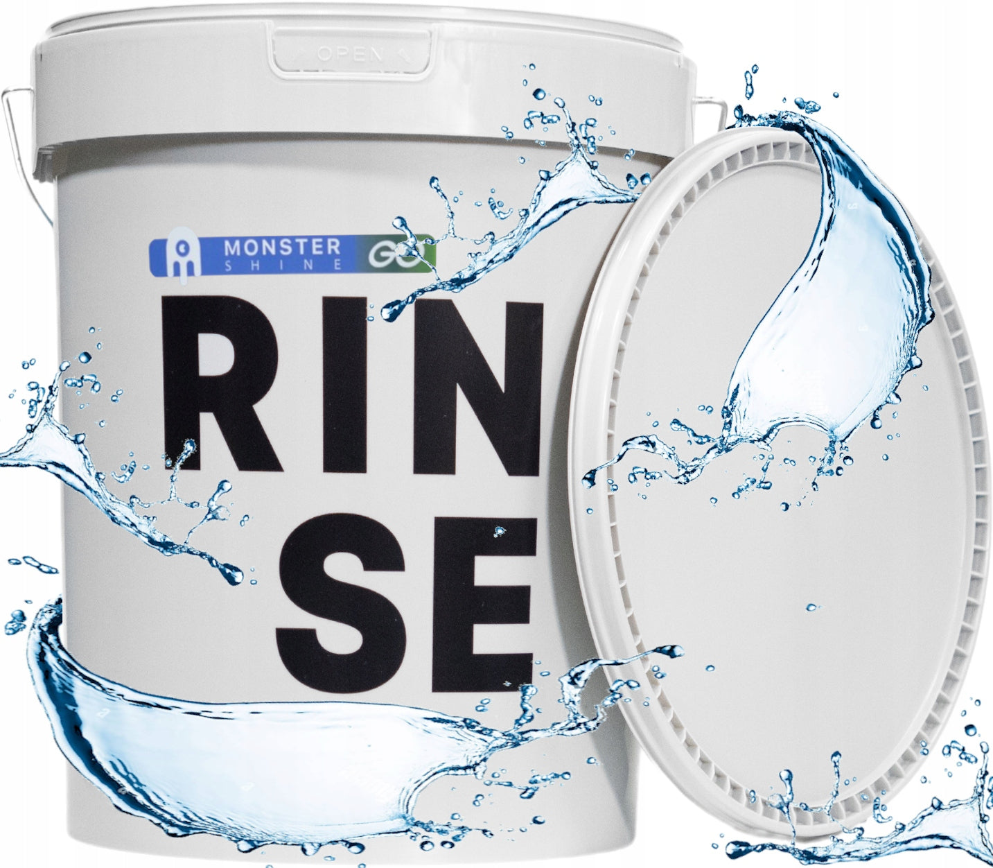 MONSTER SHINE BUCKET WITH LID FOR WASHING CAR RINSE GREY DETAILING 16L