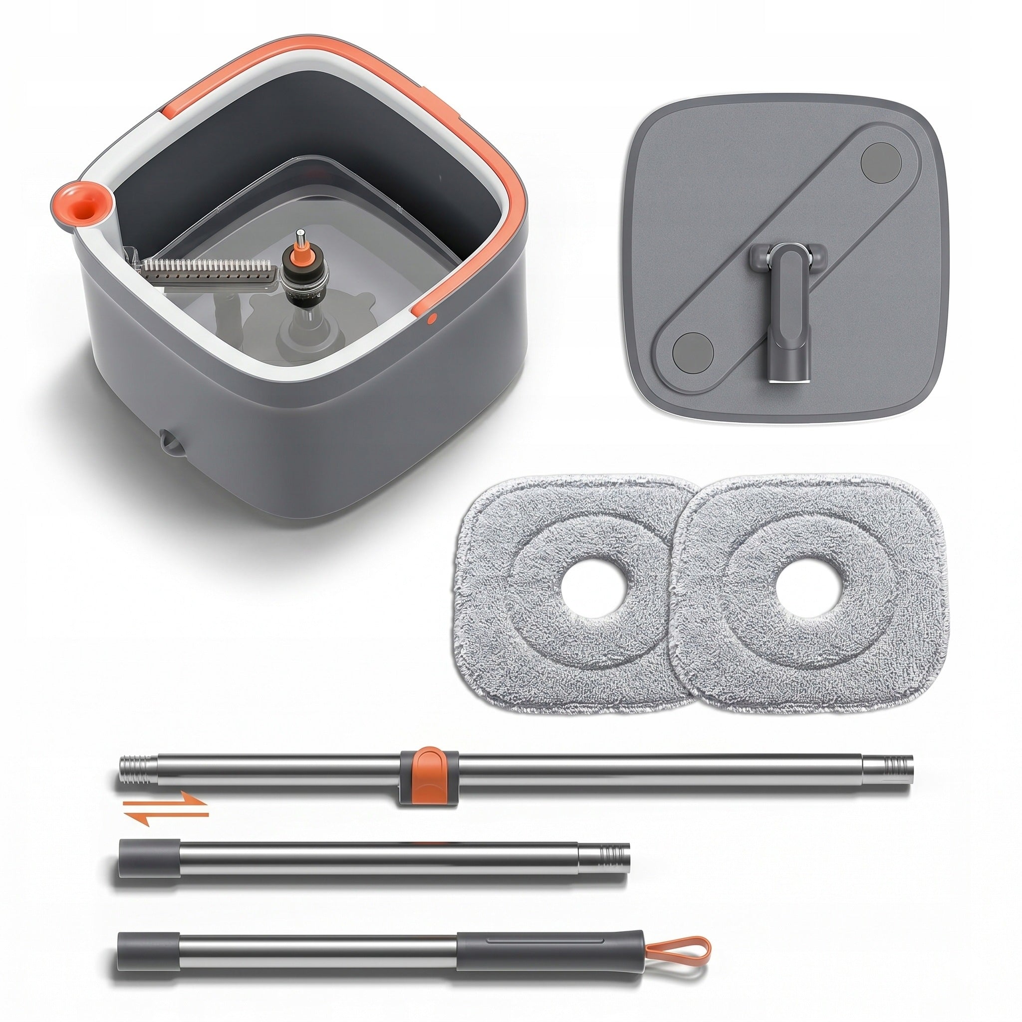 MOP AND BUCKET SET WITH WATER SEPARATION AND MICROFIBER PADS