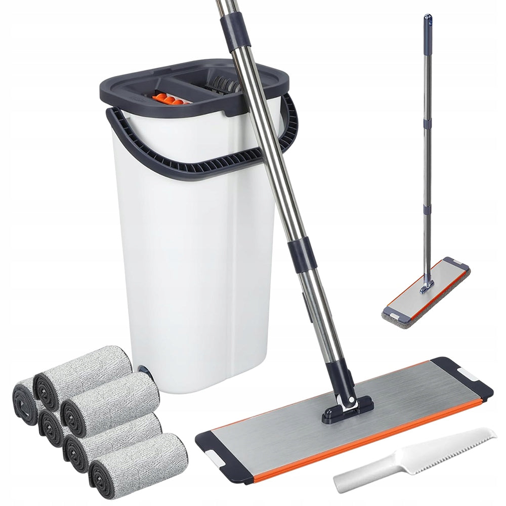 MOP AND BUCKET WITH JUICER 147CM 6 PADS MICROFIBER 360° ROTATION