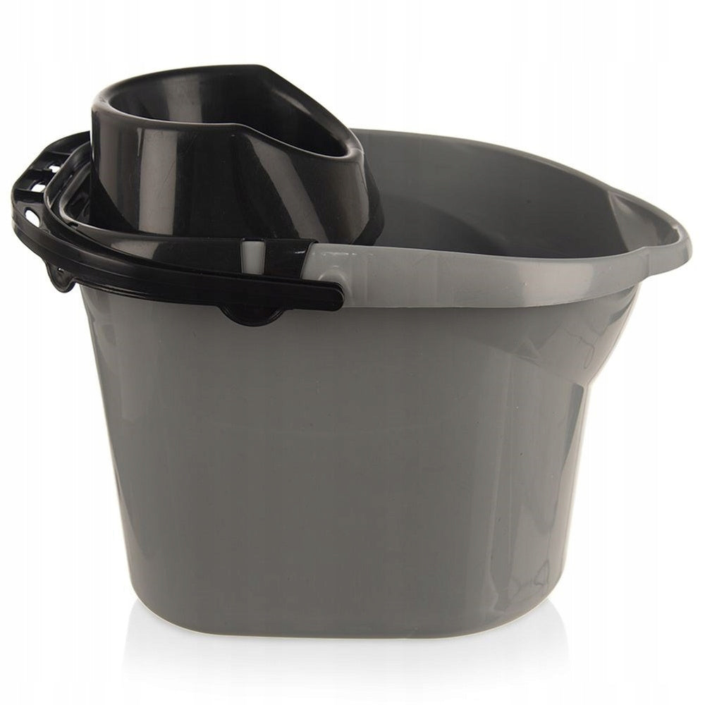 MOP BUCKET 12L 38X28X26CM GREY PLASTIC WITH SQUEEZER AND HANDLE