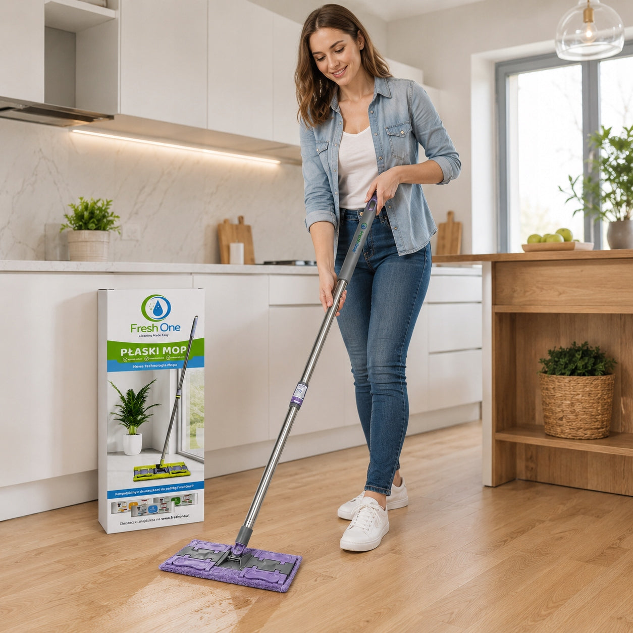MOP FLAT Fresh One Telescopic Stick Width 35 Purple for Washing Manufacturer code 5907878000482