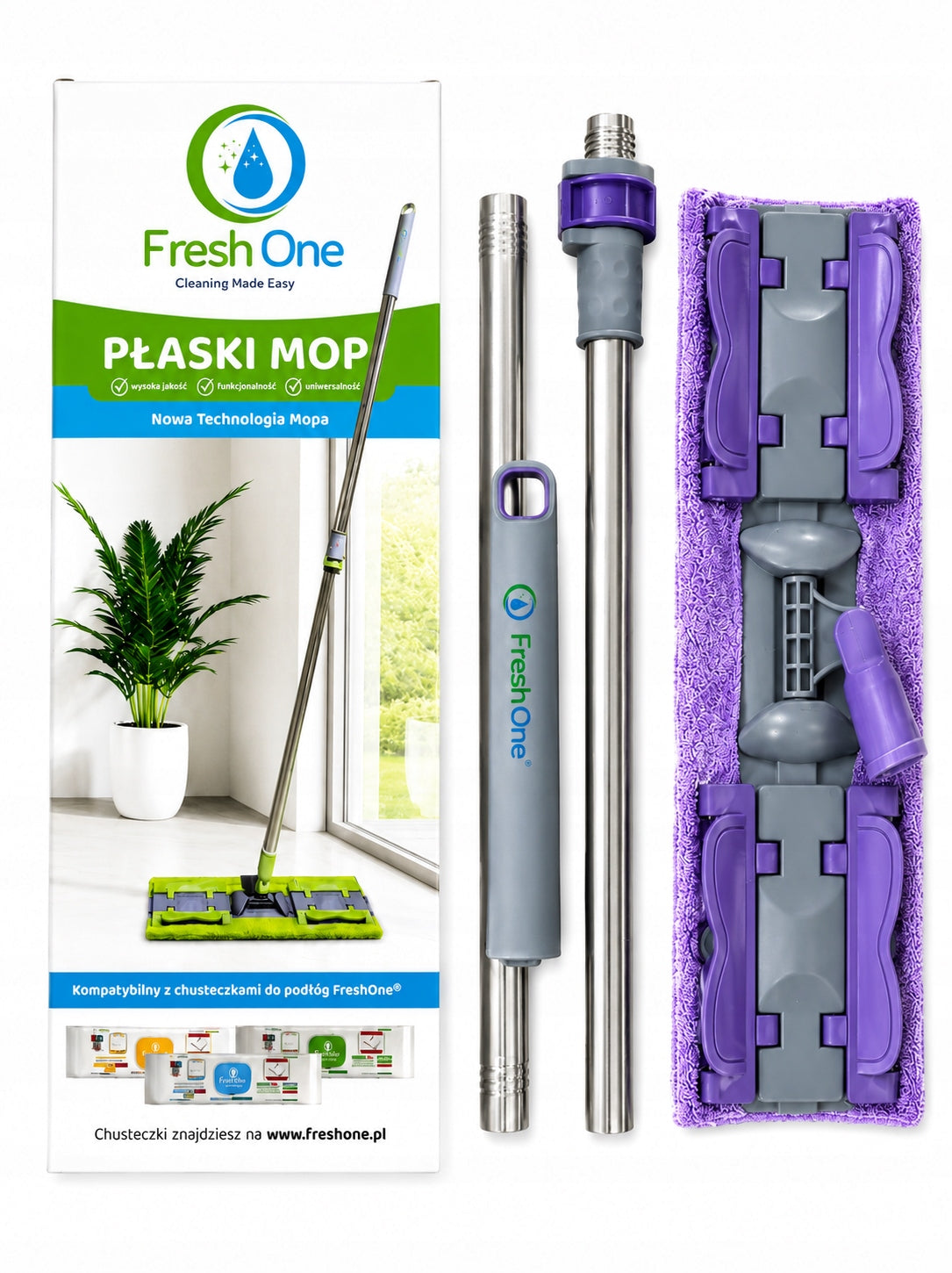 MOP FLAT Fresh One Telescopic Stick Width 35 Purple for Washing