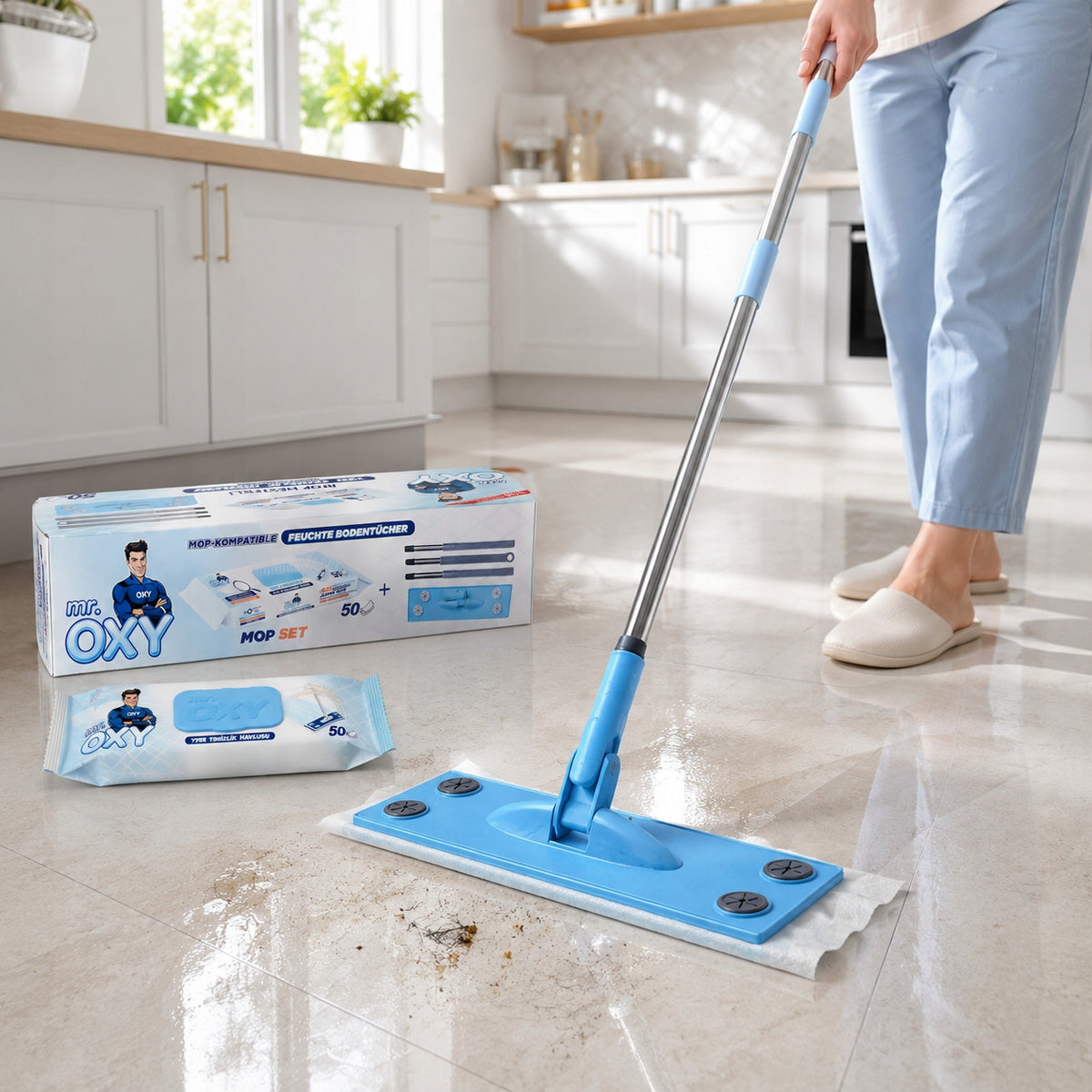 MOP FLAT SET Mr. OXY Clean Telescopic Rotary System 50 Towels Manufacturer code 8682022663566