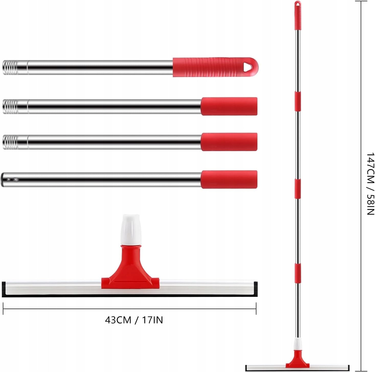 MOP FLOOR SQUEEGEE 43CM RUBBER ON BAR 147CM WATER