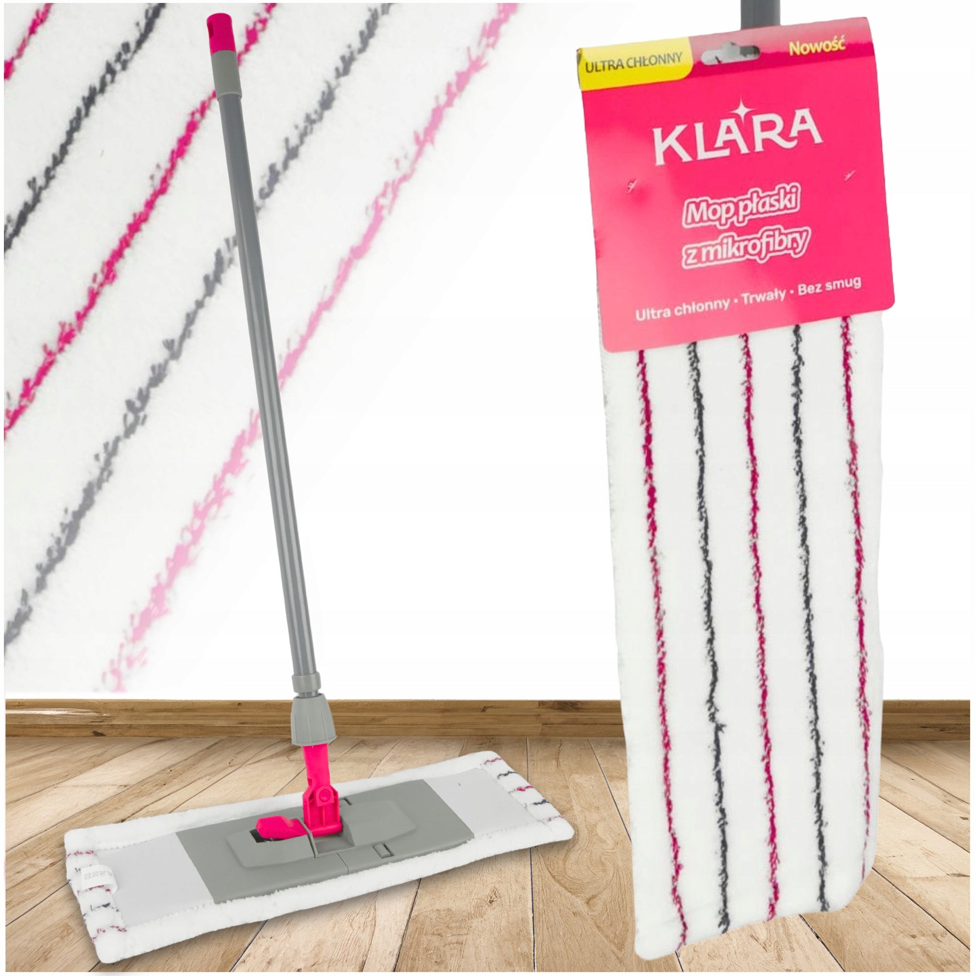 MOP GREY MICROFIBER TELESCOPIC POLE FOR FLOOR CLEANING ULTRA ABSORBENT WITHOUT STREAKS