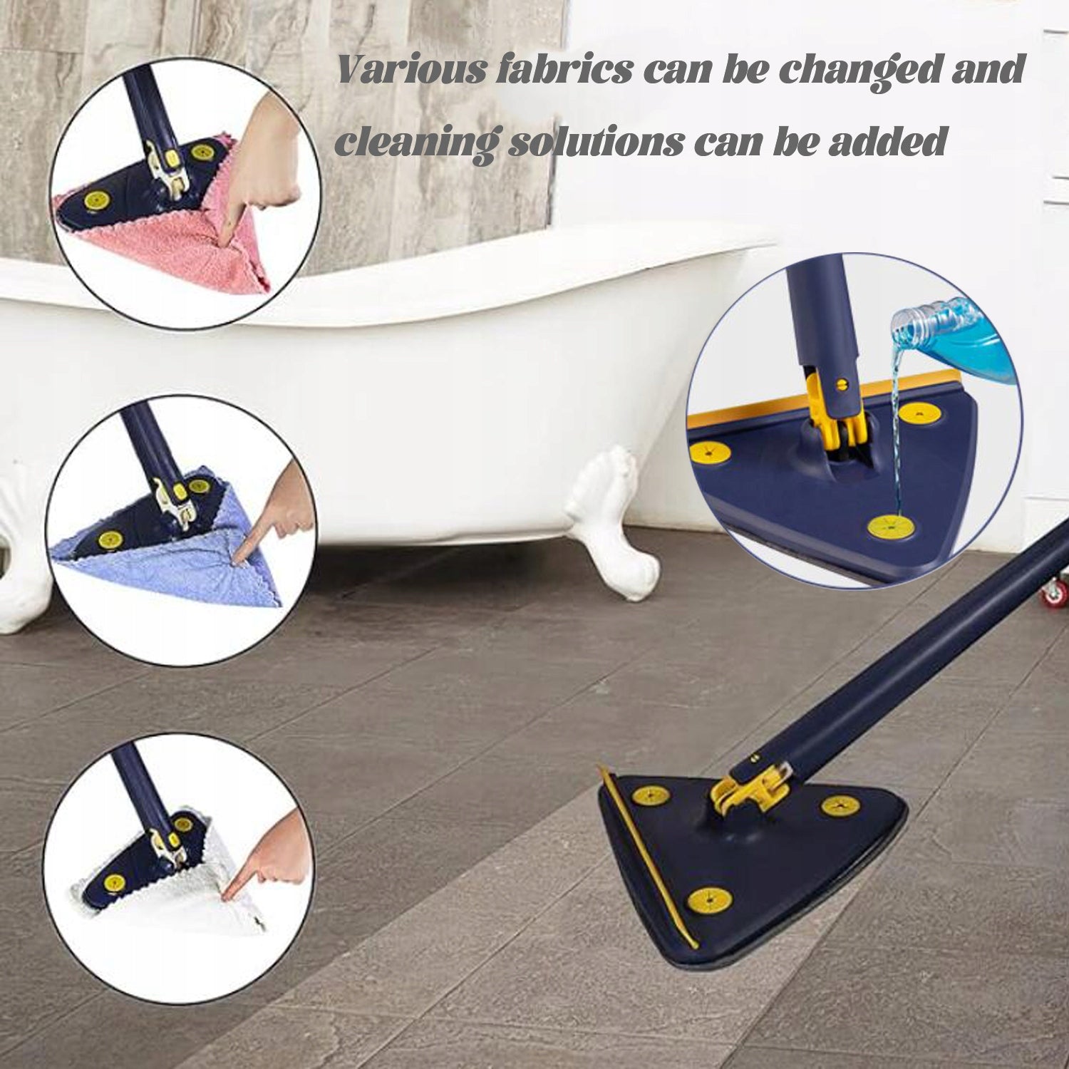 MOP OBROTOWY QURE TRÓJKĄTNY SKLADANY TELESKOPOWY 360° 25CM + 2 SCIERECZKA Brand Hooha
