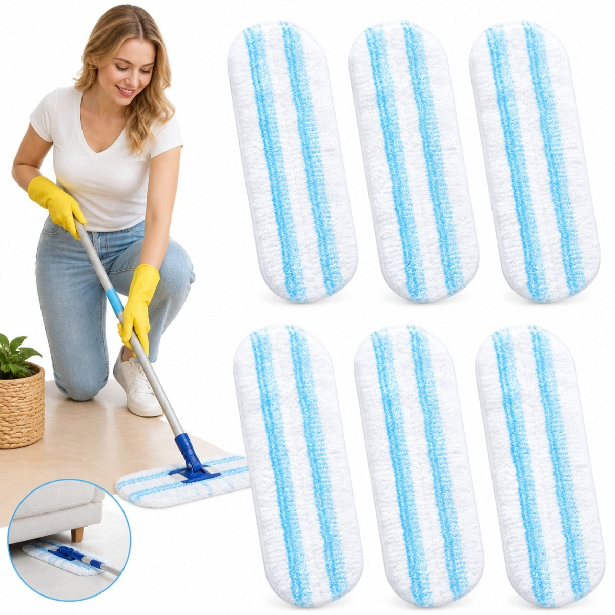 MOP REFILL MICROFIBER REPLACEMENT FOR MOP Vileda H2PrO 6 pieces