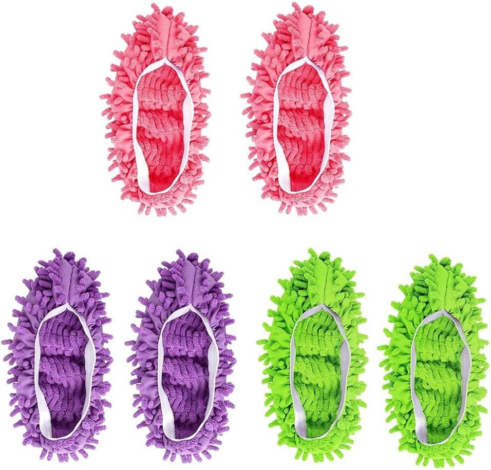 MOP SHOES 3 PAIRS MICROFIBER FLOOR CLEANING SLIPPERS