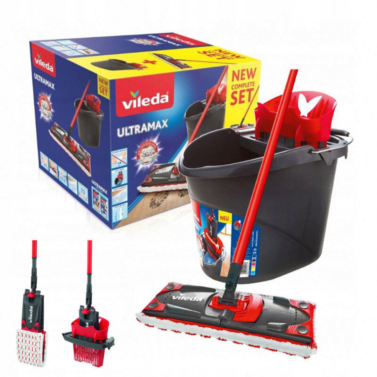 MOP VILEDA BUCKET FLAT SQUEEZER ON STICK ULTRAMAX 2IN1 35 cm