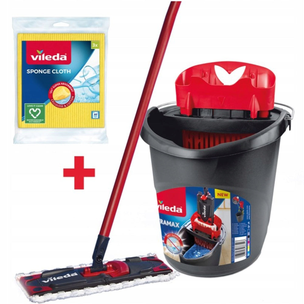 MOP VILEDA ULTRAMAX BOX + 3 CLOTHS FLAT BUCKET SQUEEZED