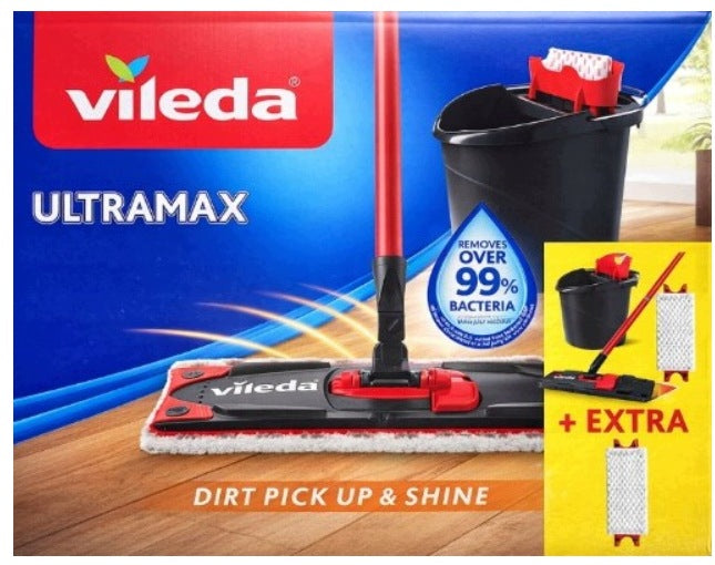 MOP VILEDA ULTRAMAX FLAT SET BUCKET SQUEEZER 2 FLOOR PADS