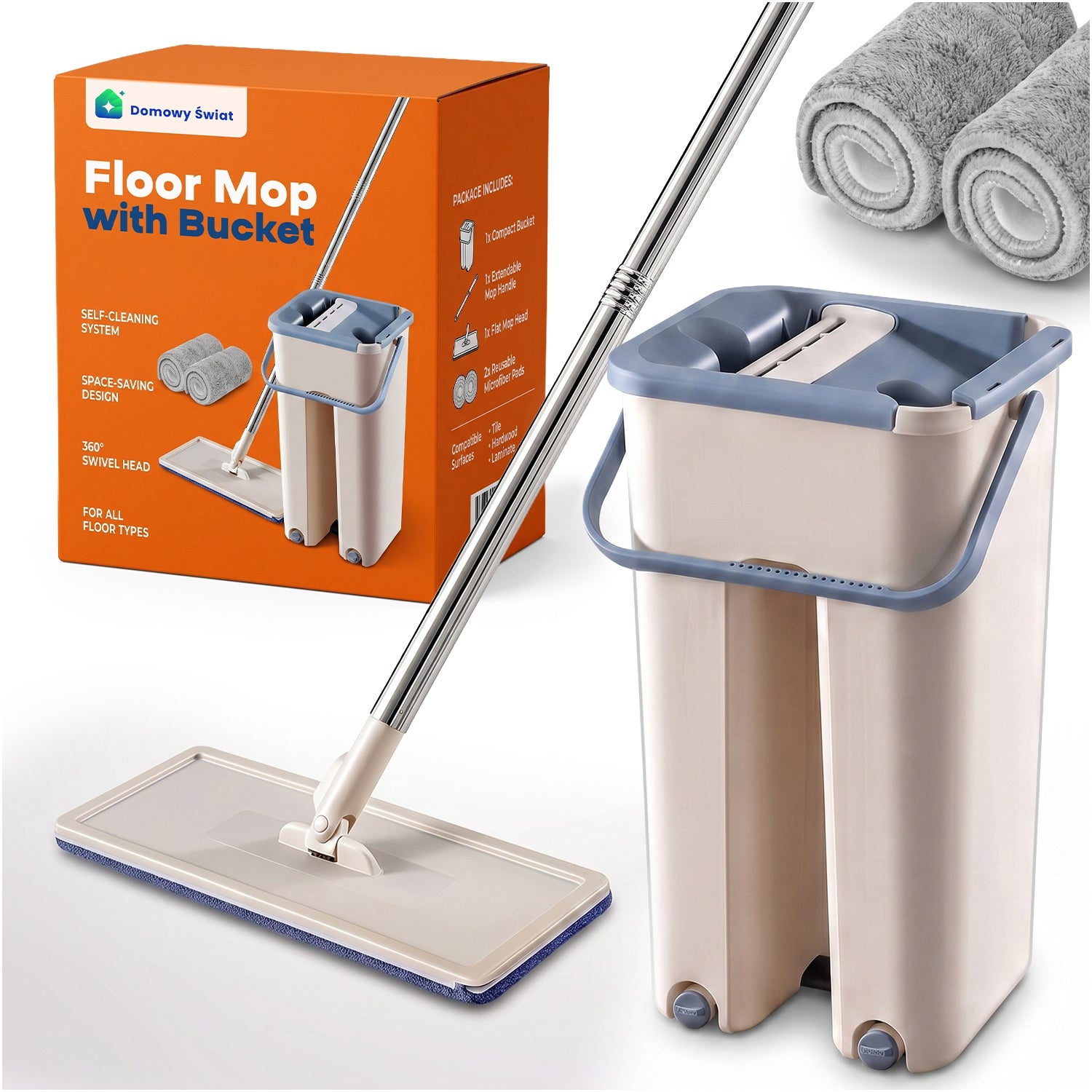MOP WITH BUCKET FLAT MOP FOR CLEANING LIGHT ADDITIONAL CARTRIDGES