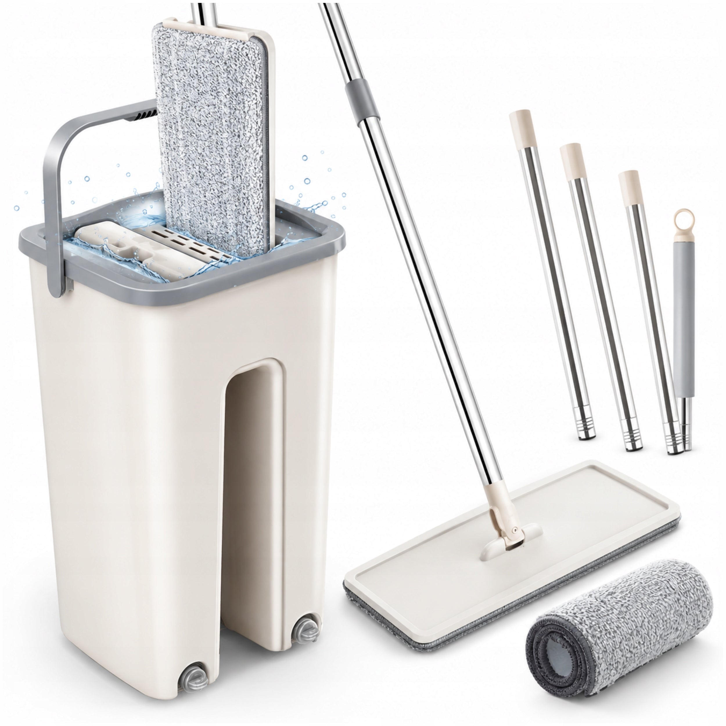 MOP WITH BUCKET FLAT TWO-CHAMBER WITH SQUEEZER ROTARY BUCKET FOR FLOORS