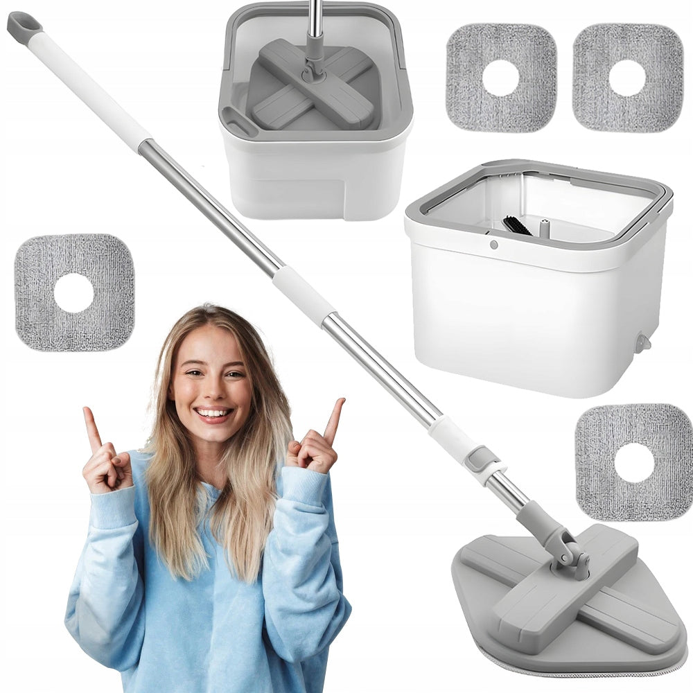 MOP WITH BUCKET WITH SPINNING FUNCTION ADJUSTABLE HEIGHT FOR EVERYONE