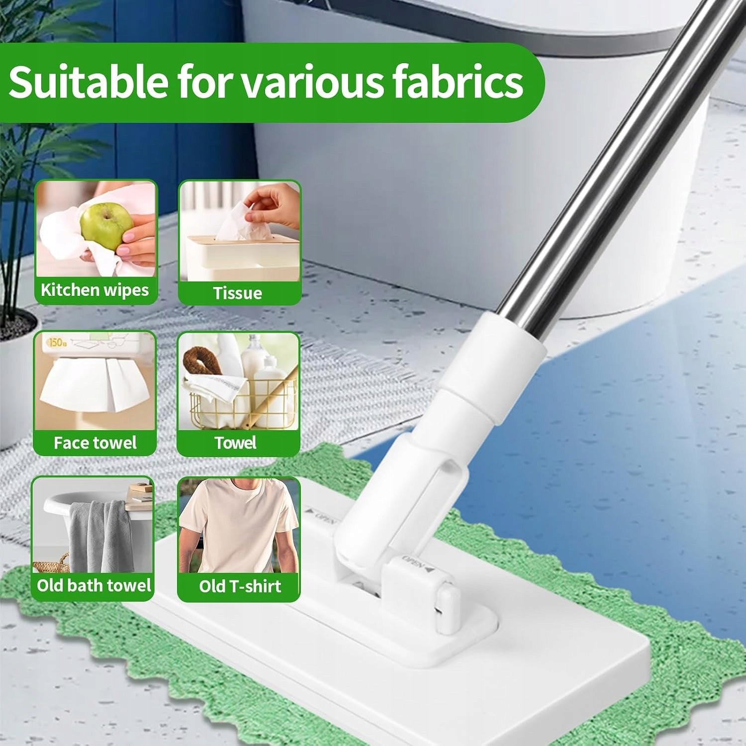 MOP WITH NON-CONTACT CLAMPING SYSTEM 20 REUSABLE WIPES Manufacturer code MOP ZACISKOWY BEZDOTYKOWY CHUSTECZKI WIE