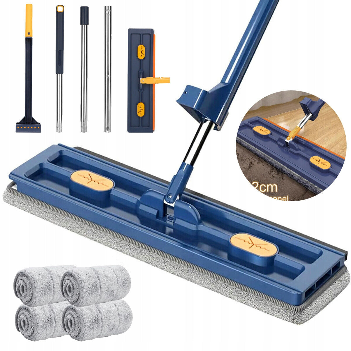 MOP WITH SQUEEZER FLAT ROTARY 360 SELF-PRESSING 4 PADS