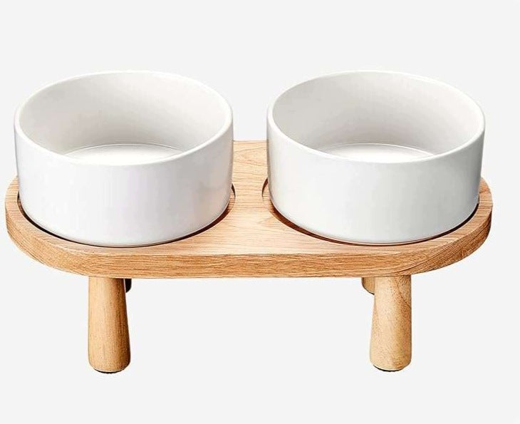 MOPANG Elevated Ceramic Bowl for Cat Dog with Stand