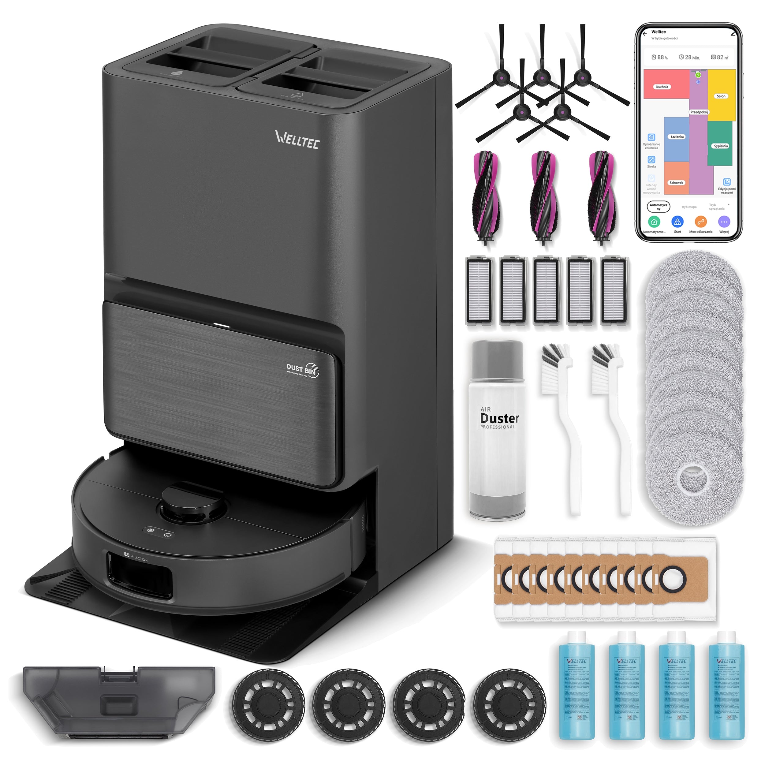 MOPPING ROBOT WELLTEC R90 PRO + 5IN1 STATION + ACCESSORIES