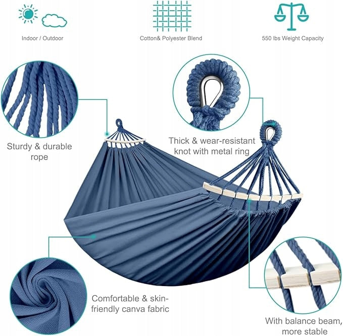 MOSFIATA Hammock Portable Tied Garden Terrace XXL Blue Large Packaging status original