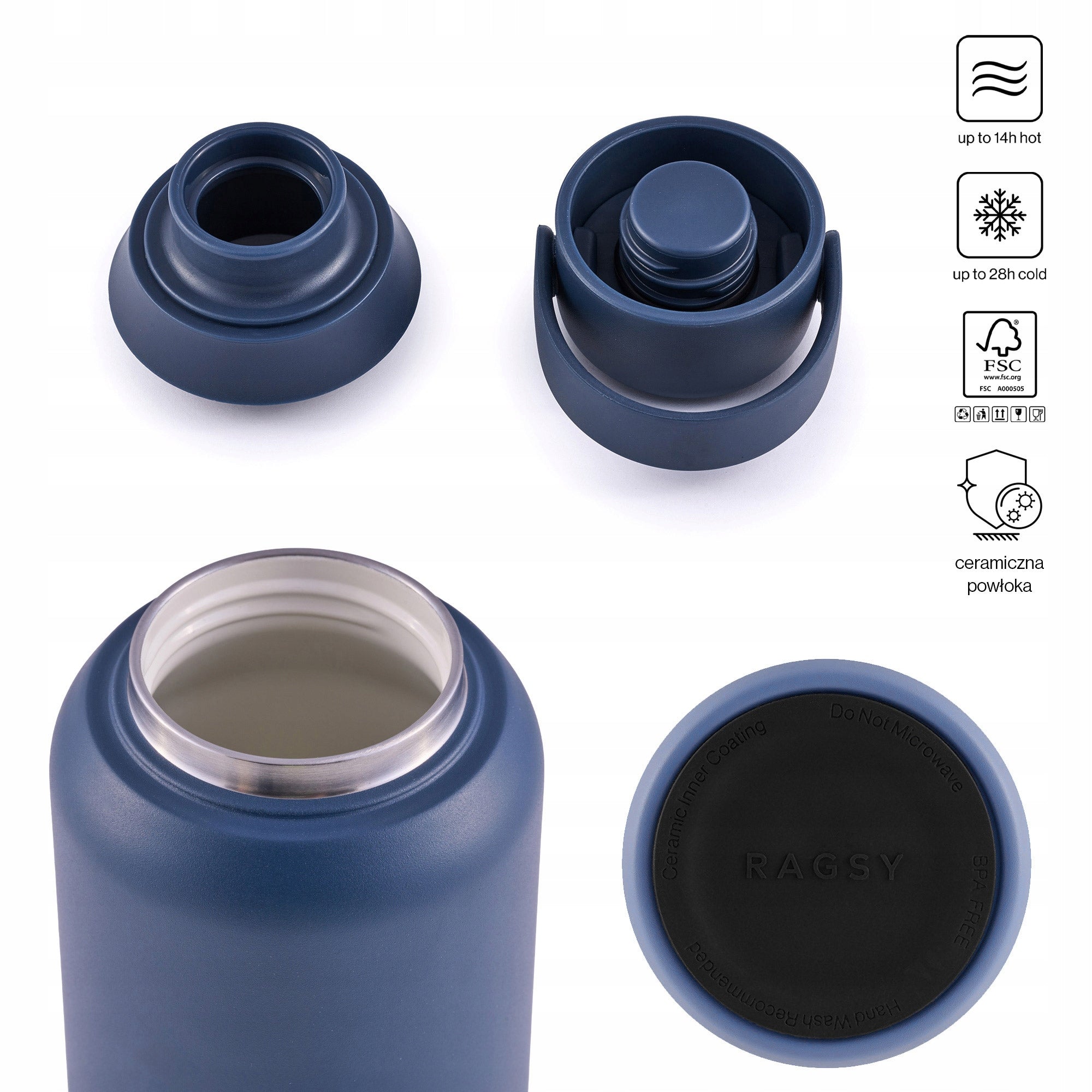 MOSHI Thermal Bottle with Ceramic Interior 1000 ml 14/28h - Ink Blue Manufacturer code 020134