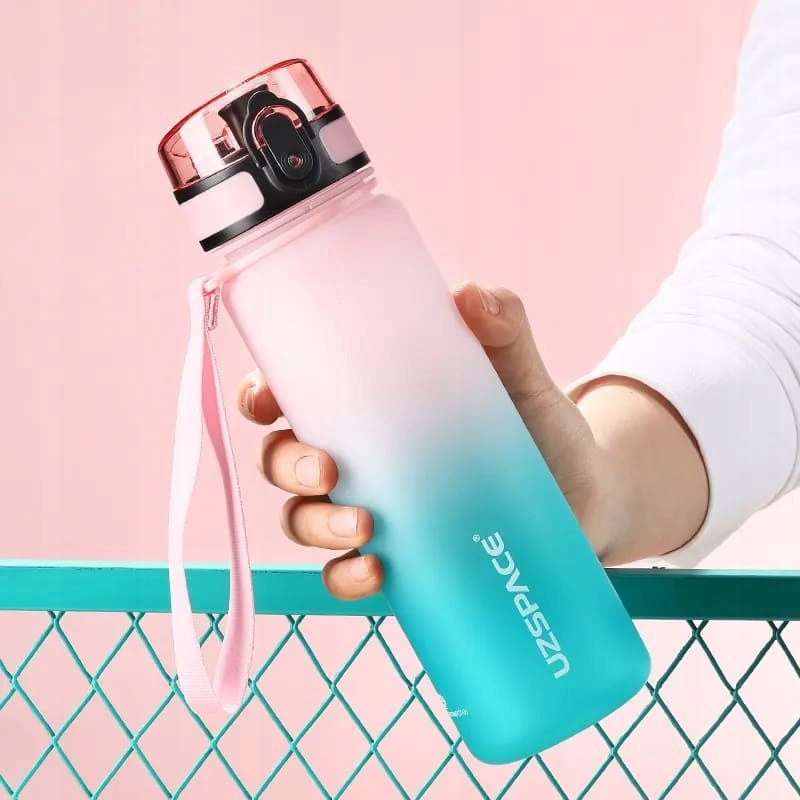 MOTIVATIONAL WATER BOTTLE 1L WATER BOTTLE with measuring cup hourly scale pink Model butelka na wodę Colorfull Gradient