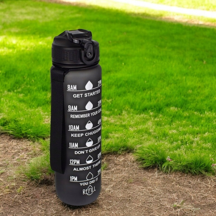 MOTIVATIONAL WATER BOTTLE SPORTS WATER BOTTLE WITH MEASURING CUP FITNESS GYM 1L Brand no brand