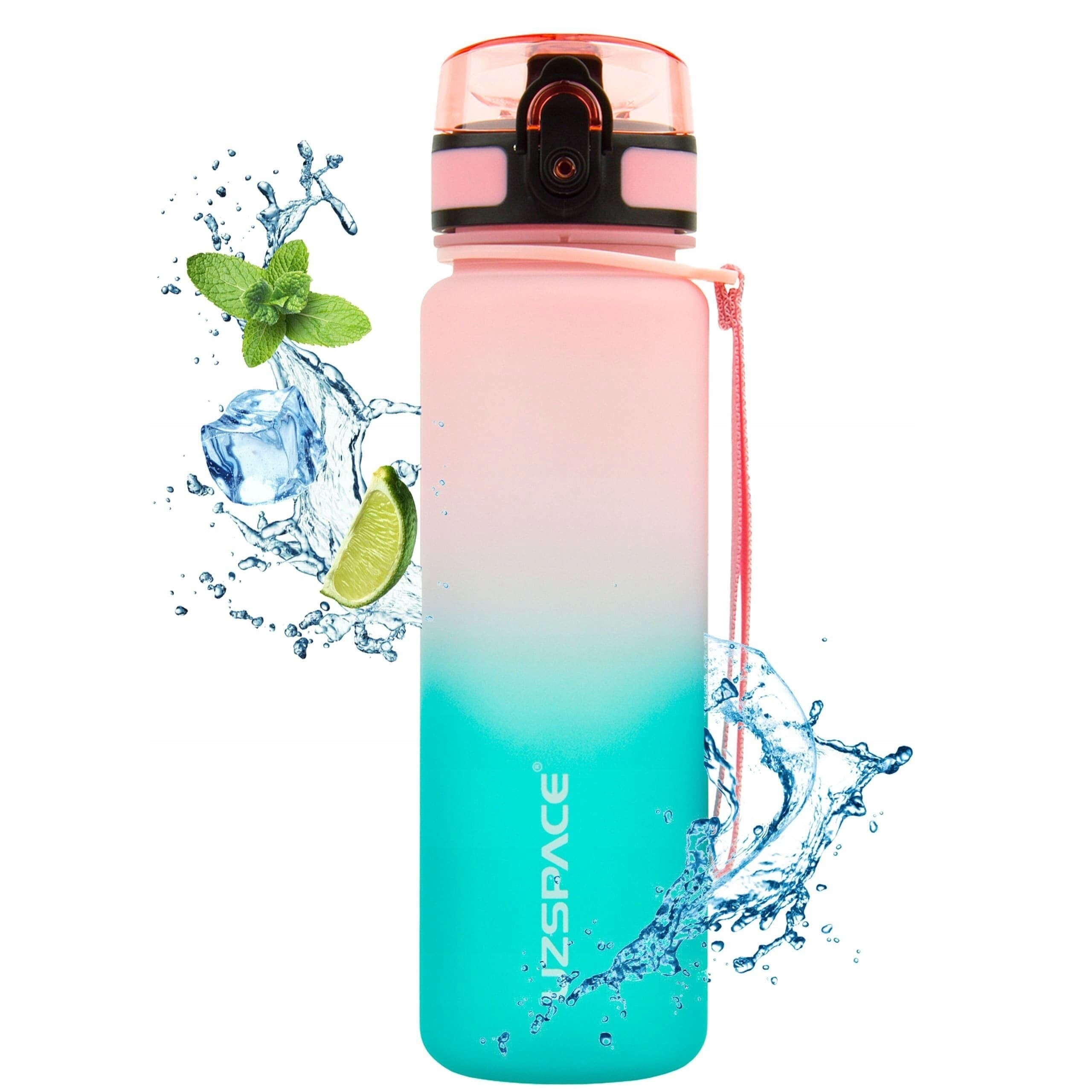 MOTIVATIONAL WATER BOTTLE TRITAN 500ml WATER BOTTLE with hours pink-turquoise