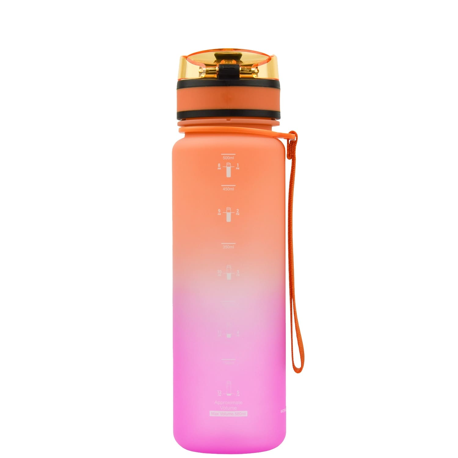 MOTIVATIONAL WATER BOTTLE with hourly measuring cup 500ml orange Uzspace Manufacturer code 3026-3293