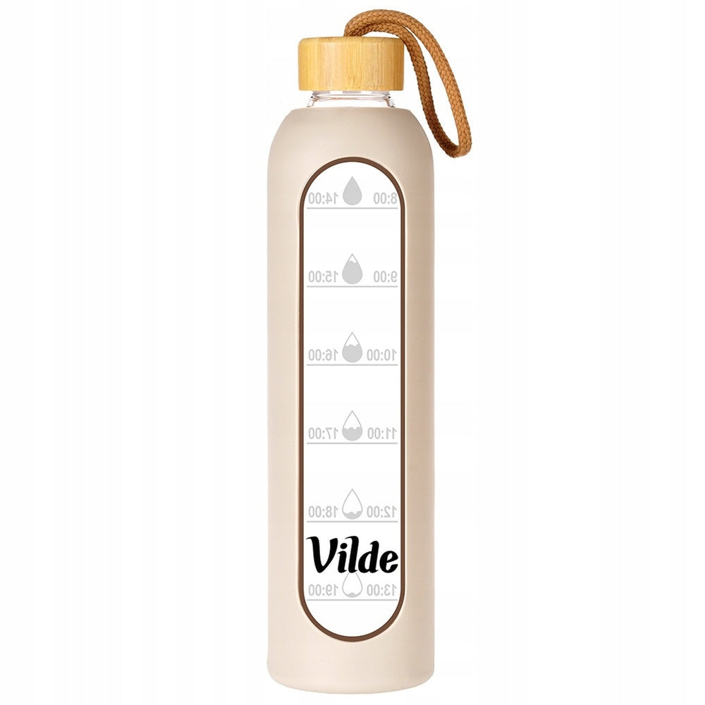 MOTIVATIONAL water bottle glass drinks silicone large water bottle beige 1L Manufacturer code 5900670114760
