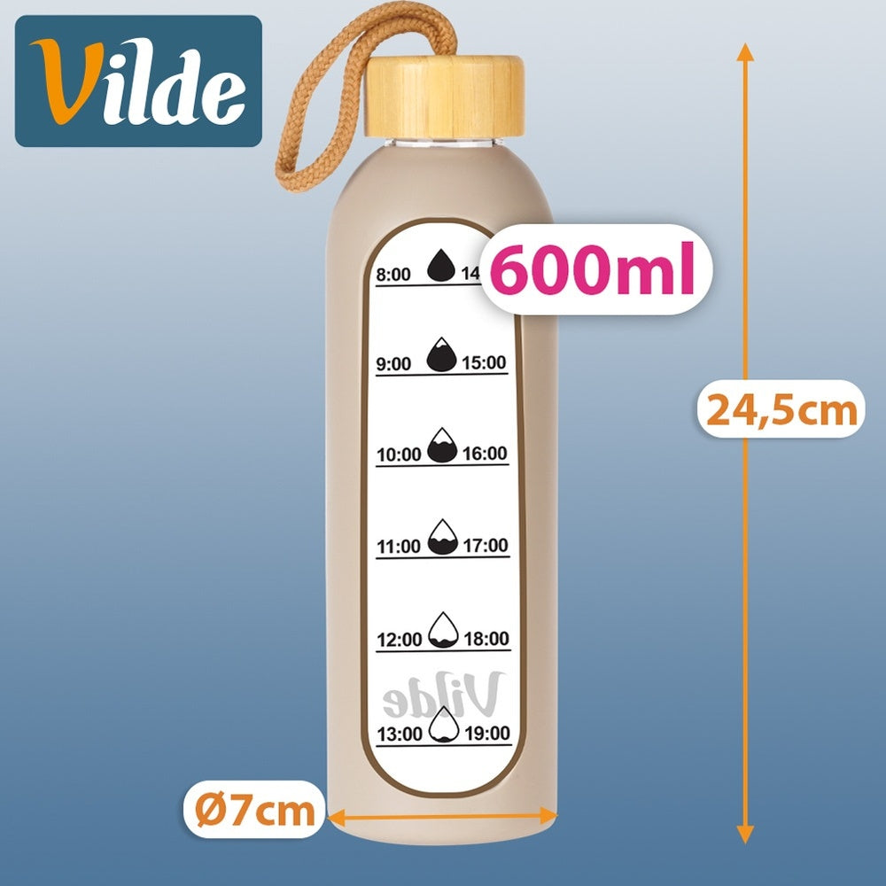 MOTIVATIONAL water bottle glass drinks silicone large water bottle sport 0,6L Color beige