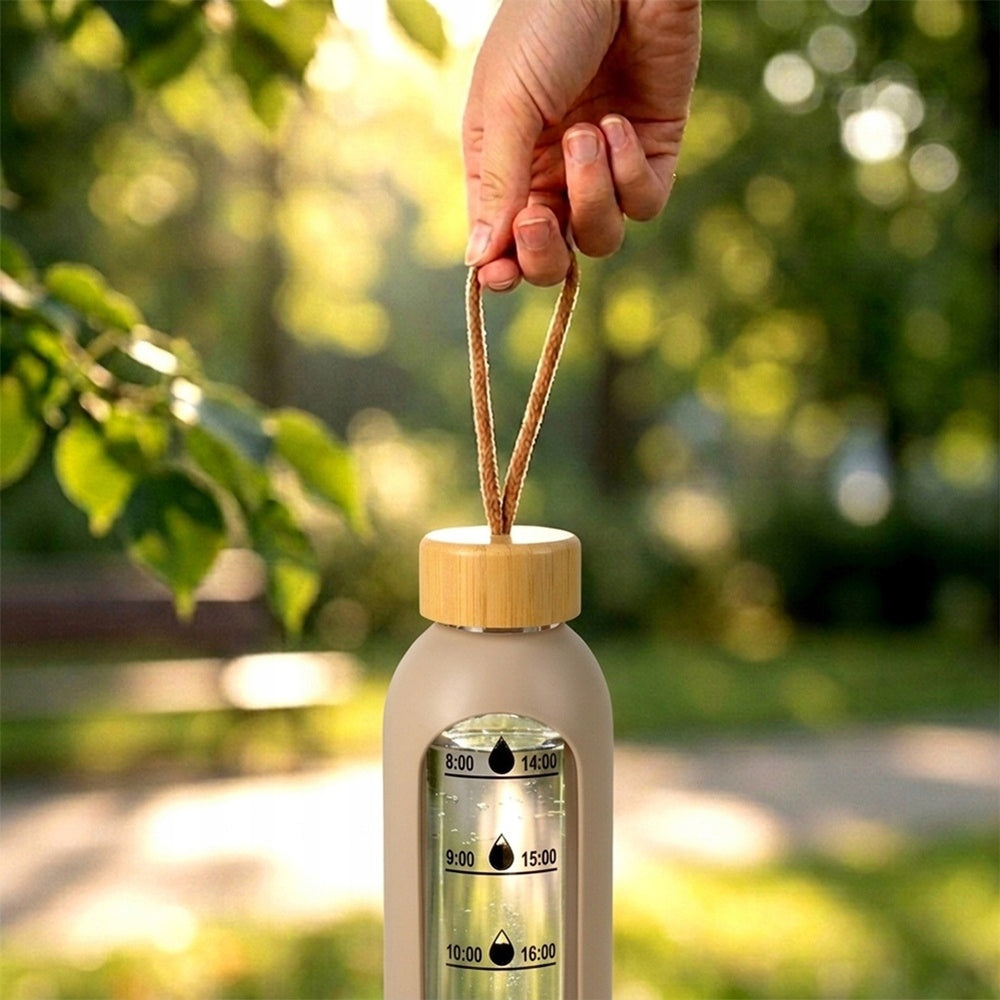 MOTIVATIONAL water bottle glass drinks silicone large water bottle sport 0,6L Height 24.5 cm