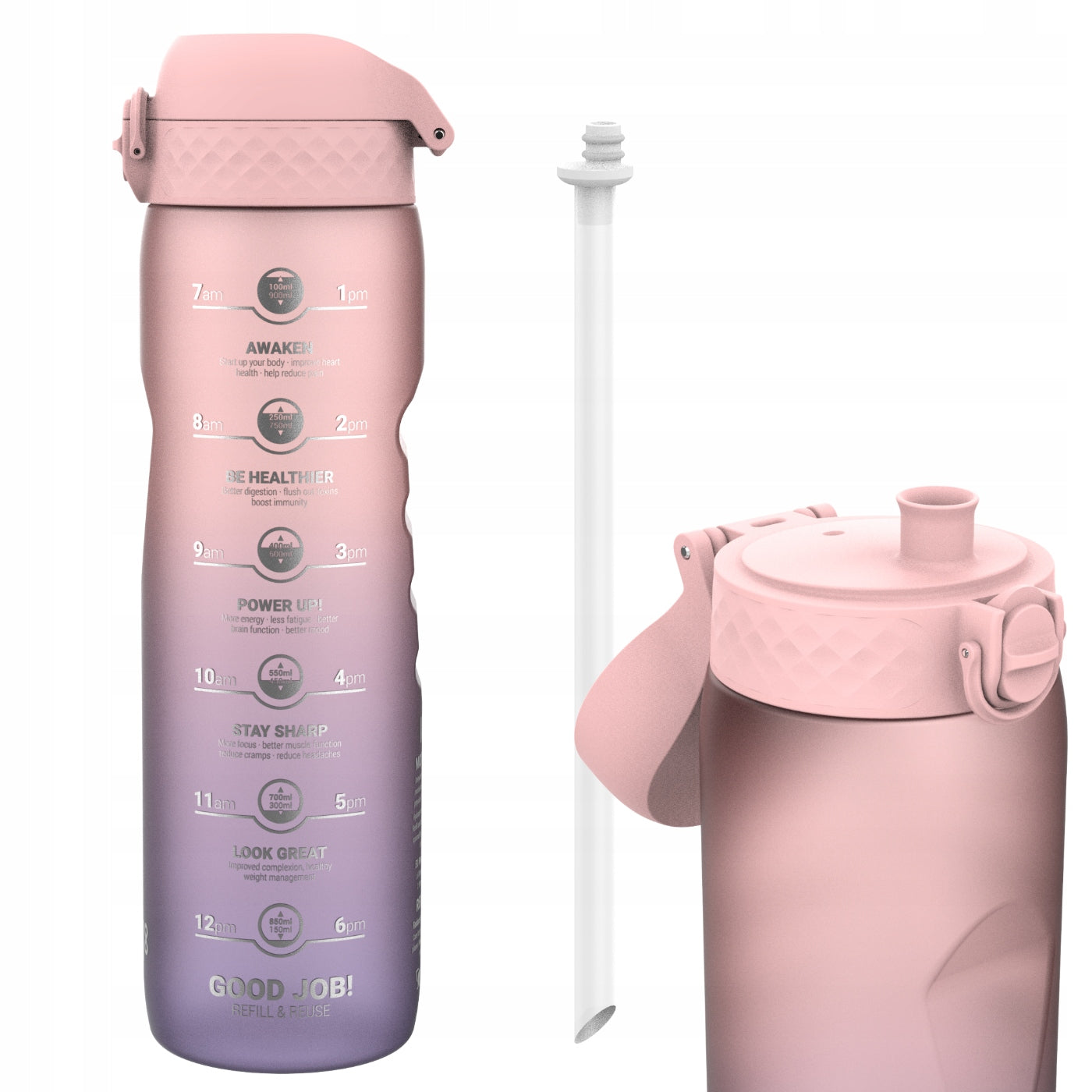 MOTIVATOR MOTIVATIONAL STRAW BOTTLE WITH SPORTS TUBE MOUTHPIECE ION8 1 L