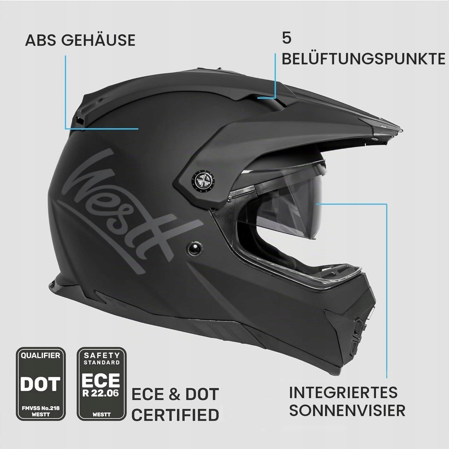 MOTOCROSS HELMET WESTT CROSS X M 57-58CM ENDURO CROSS Manufacturer's catalog number 761856499867